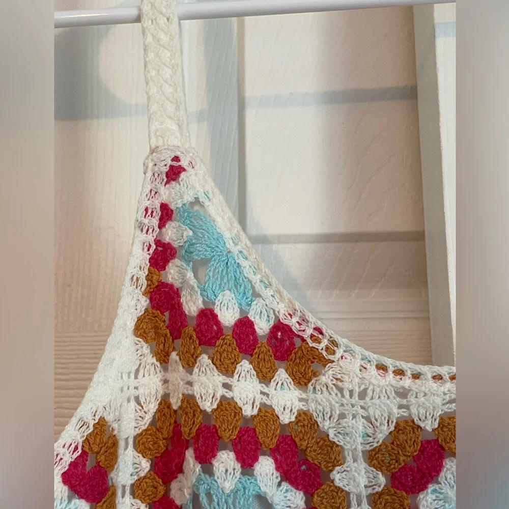 Willow & Wind EUC Boho Women’s Crochet Tank Lined Mini Dress Size S Cottagecore - Picture 4 of 12